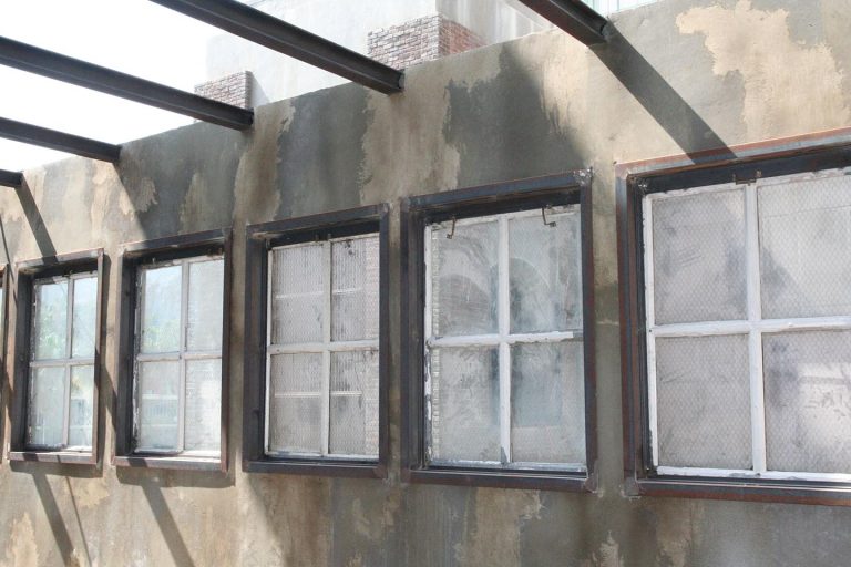 The Stork reclaimed industrial chicken wire glass windows